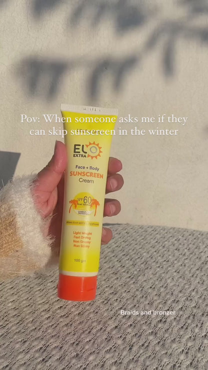 Elo Extra SPF 60 Broad Spectrum Sunscreen Cream UVA UVB No White Cast Moisturizing Anti Aging Sun Protection