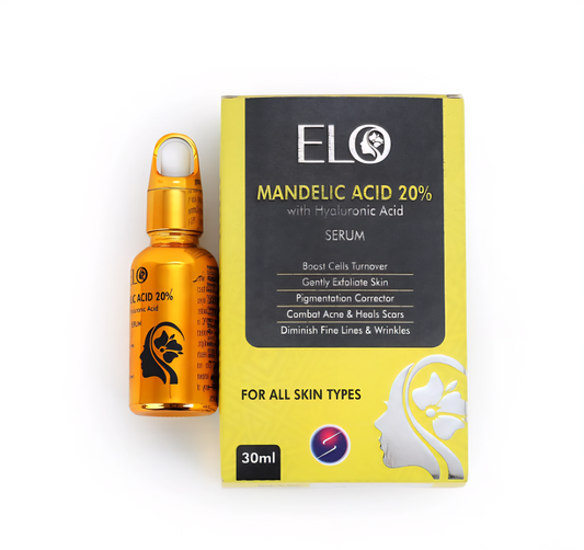 Elo Mandelic Acid 20% AHA Exfoliating Serum with Hyaluronic Acid for Dark Spots and Pigmentation