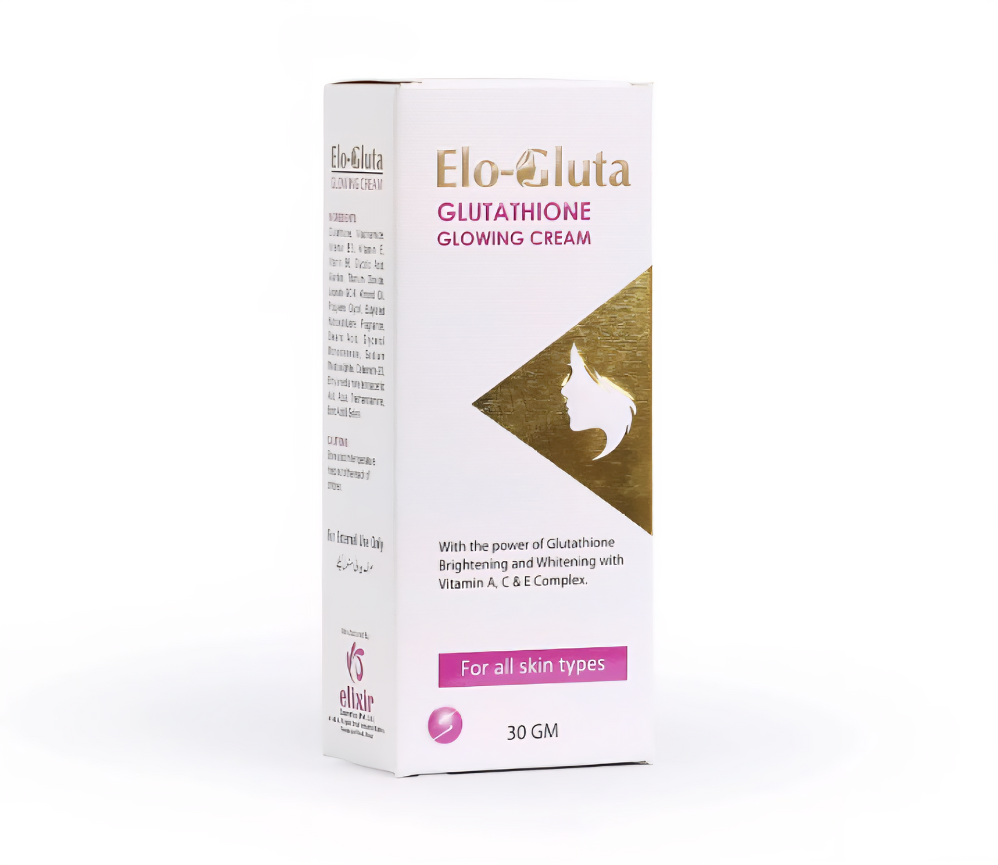 Elo Gluta Glutathione Vitamin C Vitamin A Whitening Glowing Face Cream Fairness Dark Spots Brightening Cream