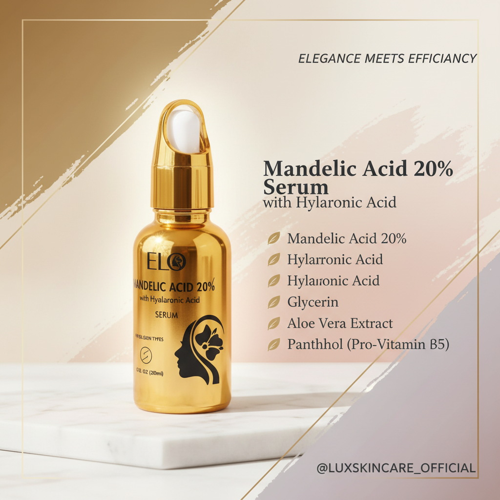 ELO Mandelic Acid 20% Serum – With Hyaluronic Acid for Exfoliation & Scar Healing (30ml)