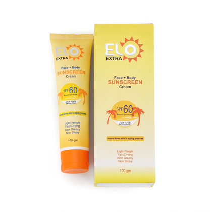 Elo Extra SPF 60 Broad Spectrum Sunscreen Cream UVA UVB No White Cast Moisturizing Anti Aging Sun Protection