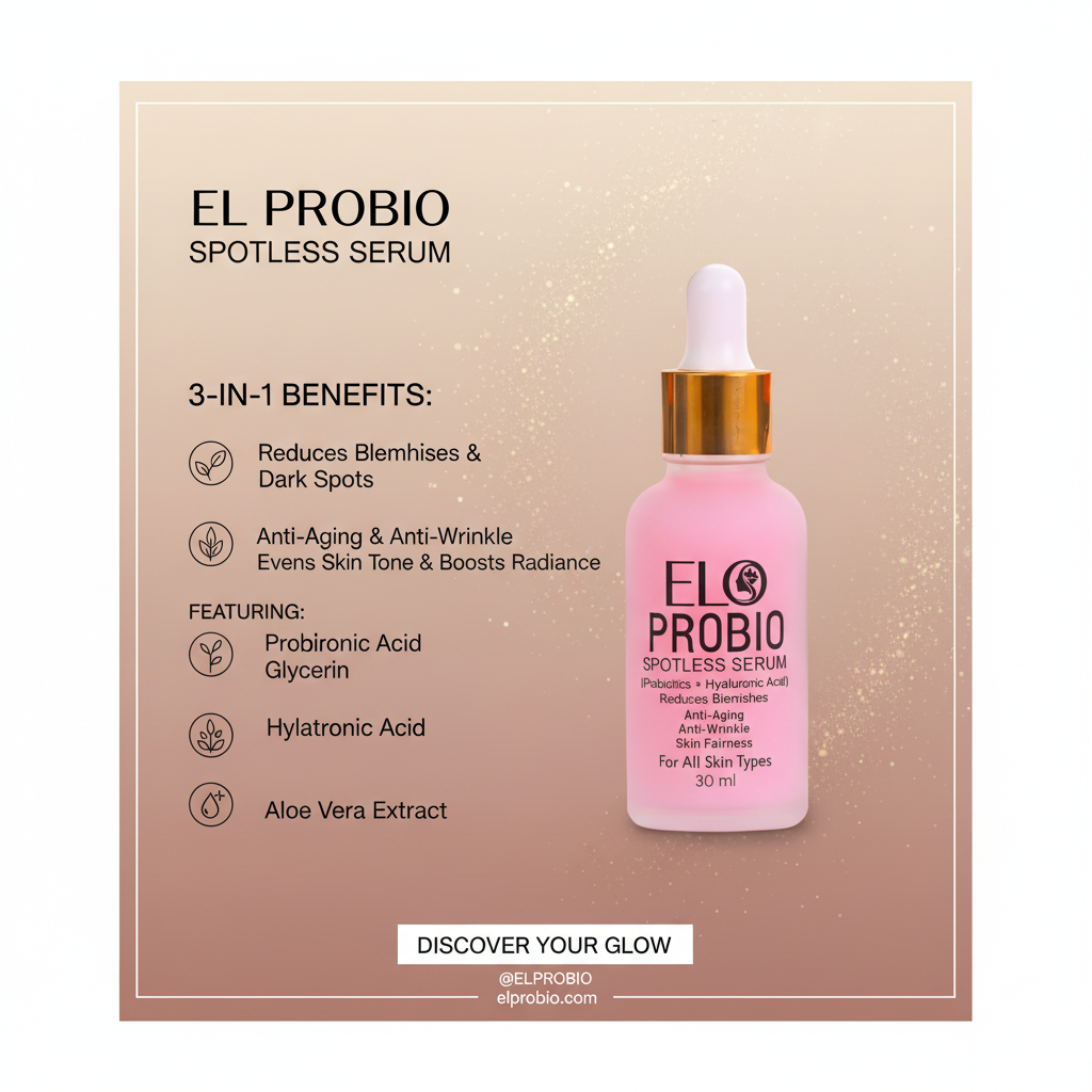 Elo Probio 3-in-1 Probiotic Serum for Open Pores & Acne Marks | Microbiome Balancing & Barrier Repair with Hyaluronic Acid | 30ml