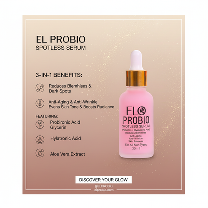 Elo Probio 3-in-1 Probiotic Serum for Open Pores & Acne Marks | Microbiome Balancing & Barrier Repair with Hyaluronic Acid | 30ml