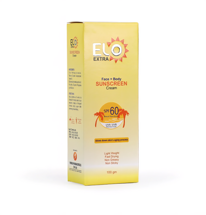 Elo Extra SPF 60 Broad Spectrum Sunscreen Cream UVA UVB No White Cast Moisturizing Anti Aging Sun Protection