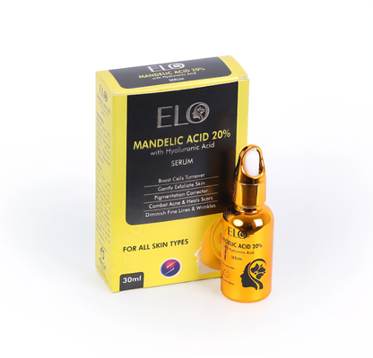 Elo Mandelic Acid 20% AHA Exfoliating Serum with Hyaluronic Acid for Dark Spots and Pigmentation