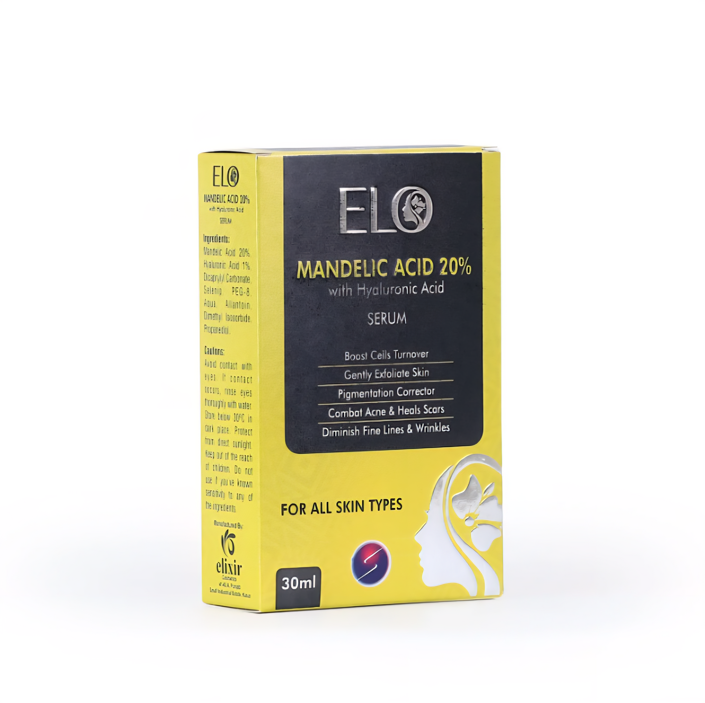 Elo Mandelic Acid 20% AHA Exfoliating Serum with Hyaluronic Acid for Dark Spots and Pigmentation
